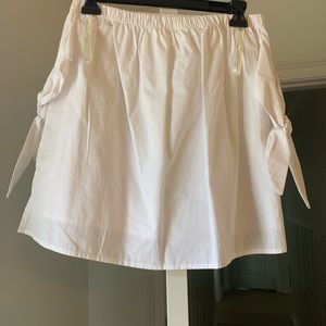 Strapless white linen top